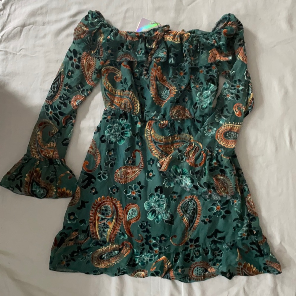 Misguided Mini Dress Size 8 With Suede Flowers